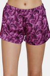 Zivame Artsy Leaves Woven Shorts Set - Dark Purple — thumbnail 6